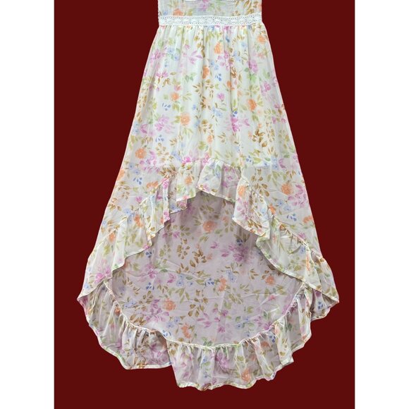 Rue 21 - Women's Summer Sleeveless High Low Hem Ruffle Floral Dress - White -XXS - Picture 14 of 16